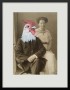 Photographie eines Paars mit übermaltem Hahn Vogel Portrait