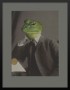 Photographie eines Mannes mit übermaltem Frosch Tier Portrait